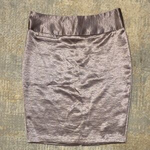 Charlotte Russe Metallic Satin Tan Pencil  Skirt